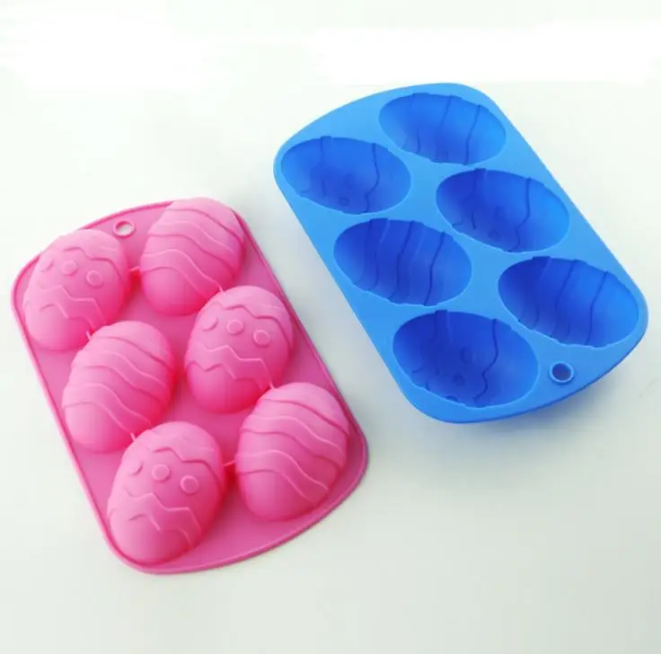 6 Cavity Easter Egg Shape Baking Tray Silicone Mold Dessert Silicone Cake Chocolate Baking Molds Silicone Decoration  ni246