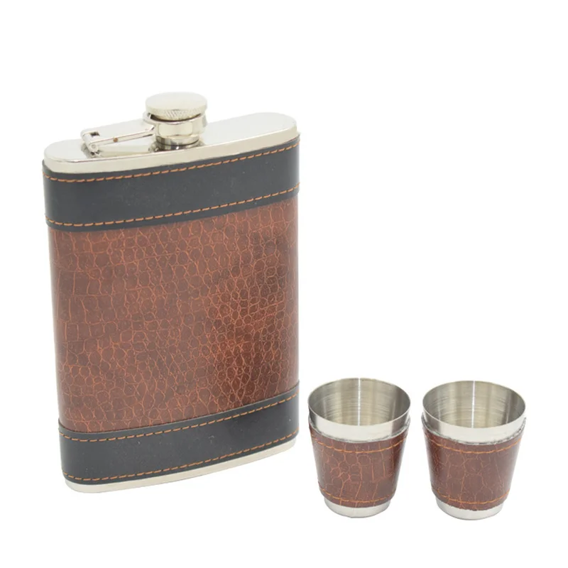 9OZ flasks Portable Flagon Hip Flask set with cups and filter for Whiskey Vodka Wine Pot Alcohol outdoor gift Drinking Bottle