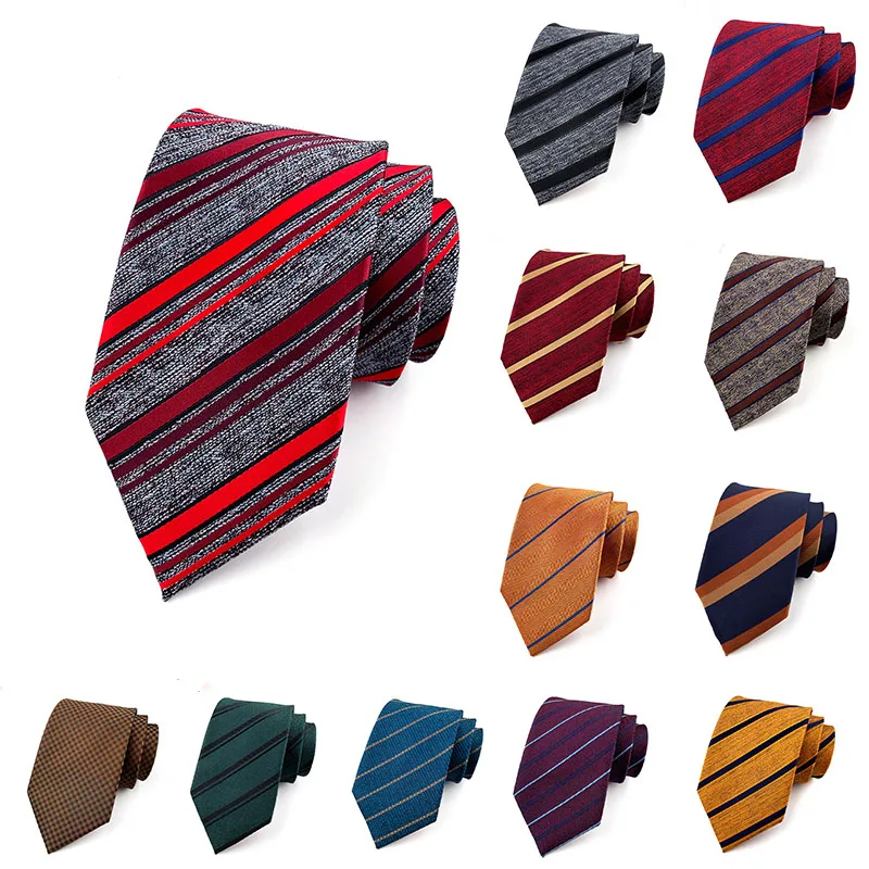 New Men's Tie Classic Grid Stripe  8cm Jacquard Necktie Corbatas Dress Fashion  Accessories Daily Wear Cravat Wedding Party Gift