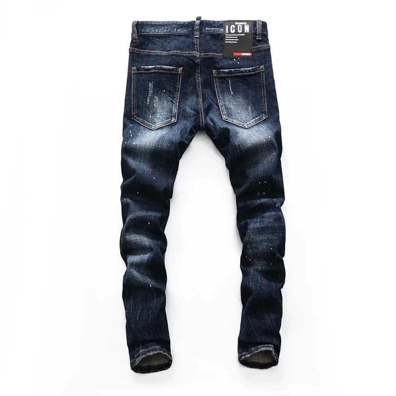 European  Fashion Brand Men Italy Jeans Pants Design Cool Top Jeans Men Slim Jeans Denim Trousers Blue Hole Pants Jeans for Men