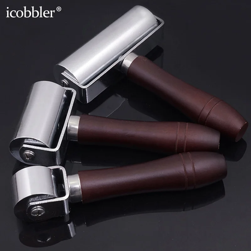 Leather Craft Press Edge Roller Leather Edge Creaser and Smoother Leather Glue Laminating Wood Handle Steel Iron Roll