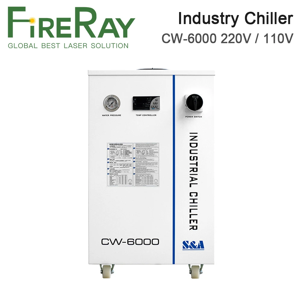 Промышленный воздушный охладитель воды FireRay S & A CW-6000 220 В 110 В 50/60 Гц, используется для 300 Вт 600 Вт Co2 стеклянных лазерных трубок, водяных охладит...