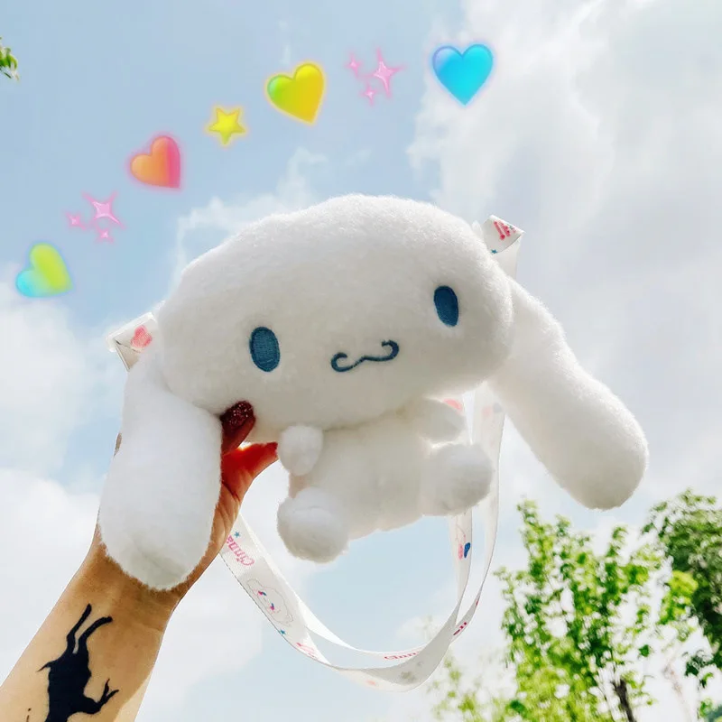 KAWAII Sanriod Anime cartoon Series Cinnamorol soft  plush toy Messenger Bag pocket money Bag Cosmetic bag Baby Boy girl Gift