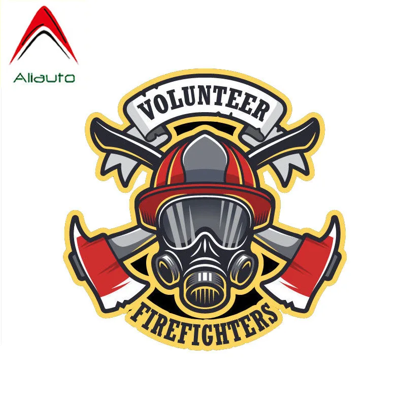 Aliauto Reflective Car Sticker Volunteer Firefighter Funny Cover Scratch Creative Waterproof Accessories PVC Decal,13cm*13cm