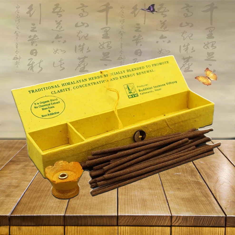 Nepal Himalayan Tibetan Incense With Small Incense Socket Hand-Made Stick Incense For Waking Energy Refreshing Gift Package