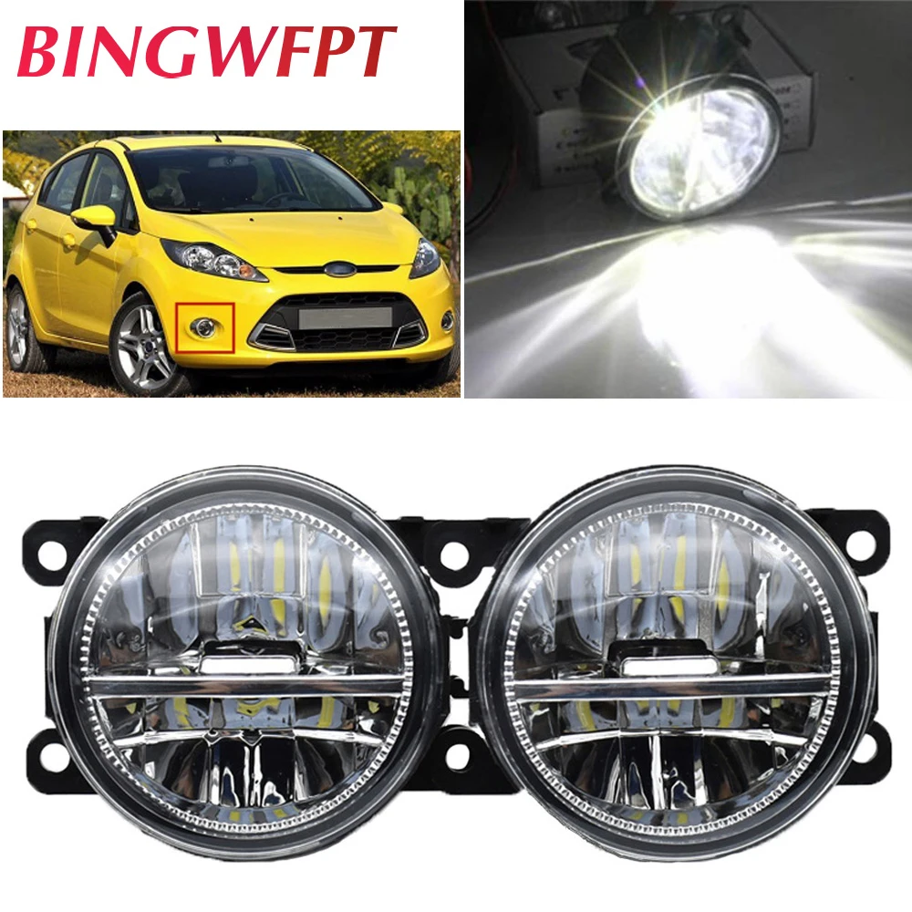 2 X For Ford Focus MK2 3 Fusion Fiesta MK7 Car LED Fog Lamp Daytime Running Light Fog Light Headlight