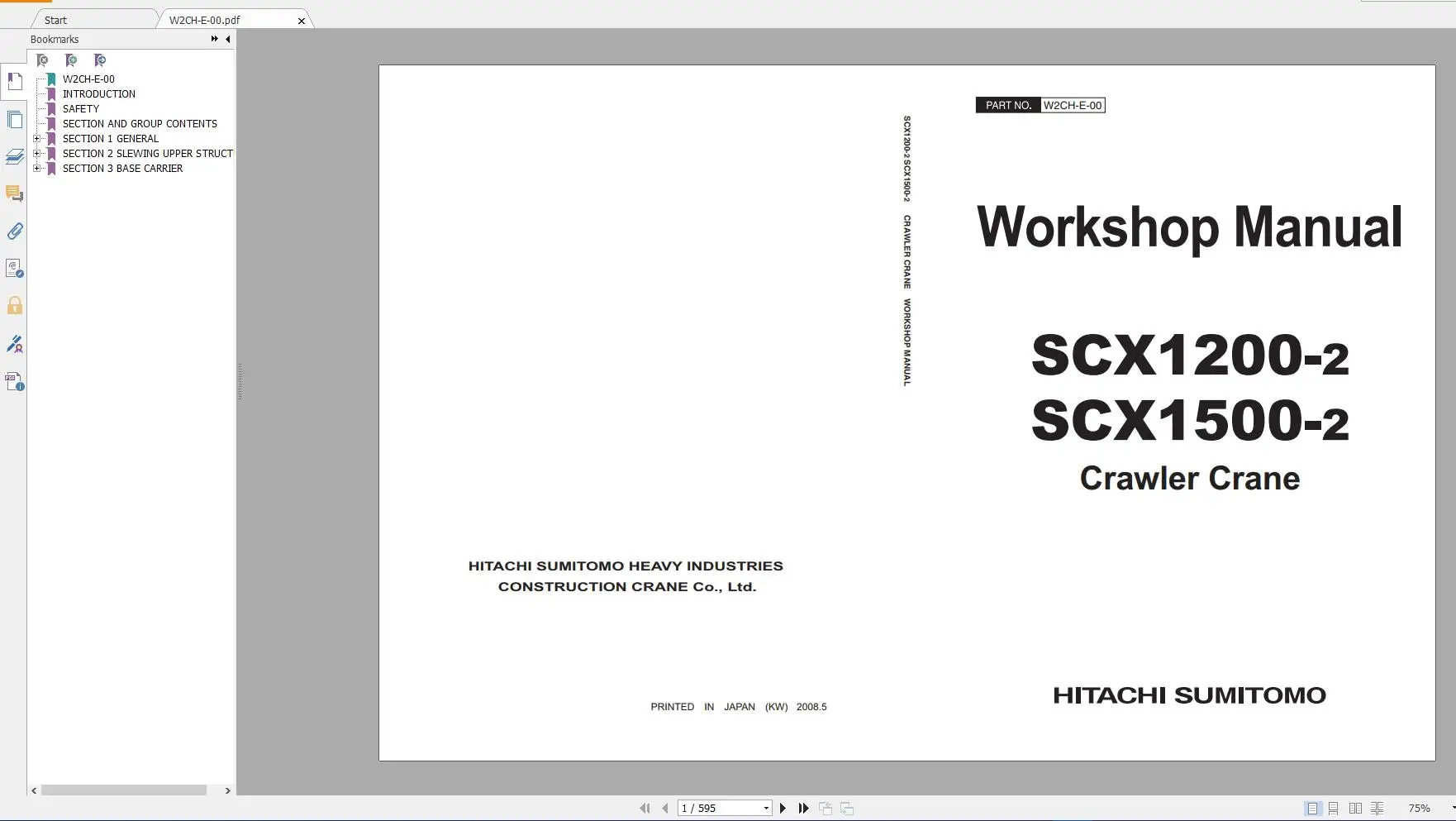 Hitachi Sumitomo Crawler Crane 2.2GB Parts Catalog Operator Manual Technical Manual & Workshop Manual DVD