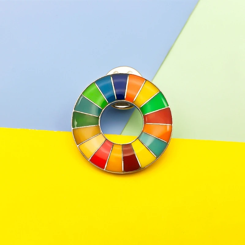 Round Magnet Sdg - Sustainable Development Goals United Nations Representative Brooch Fashion Rainbow Pins for Women