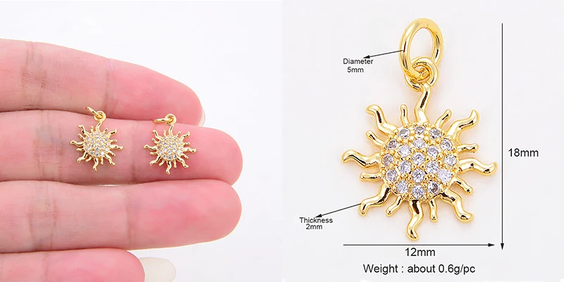 Pine Cone Lotus Coconut Tree Sun Flower Ginkgo Leaf 18K Gold Charm,Bracelet Earring Attachment Jewelry Components Findings L44