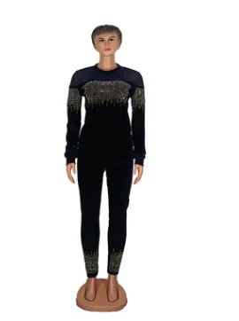 Spring and Autumn African Women Long Sleeve O-neck Two Pieces Sets Top and Long Pant African Clothes for Women