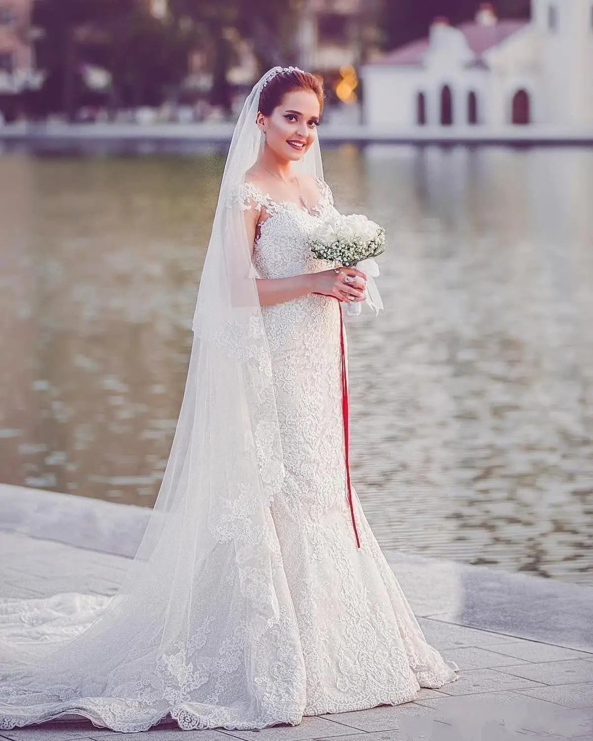 Vintage Sweetheart หมวก Lace Mermaid เจ้าสาวแต่งงานกับ Court รถไฟ Vestido De Novia Sirena De Encaje