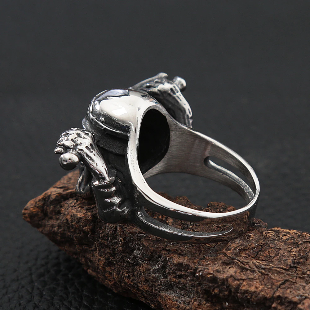 Punk Rock Motorcyclist Skull Ring For Men Gothic Big Beard Skull Stainless Steel Biker Ring Fashion Men Jewelry Gift Wholesale