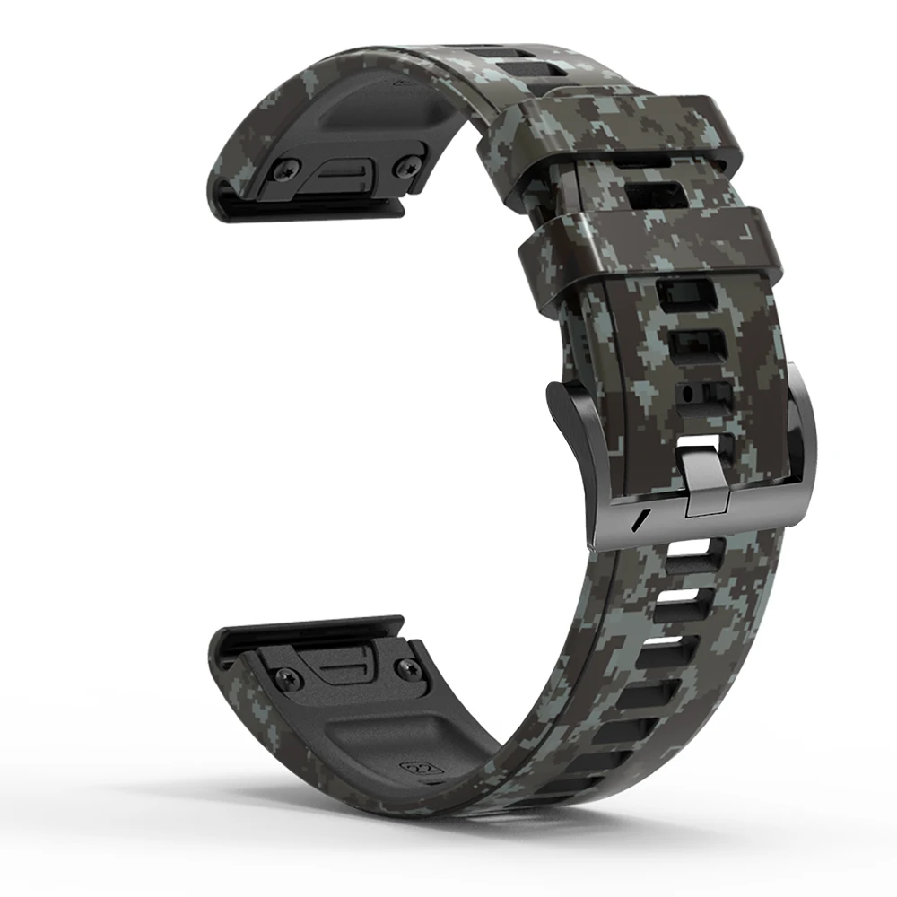 26 22mm Camouflage Silicone Watchbands Wriststrap For Coros VERTIX/2 For Garmin Fenix 6X 6 Pro 5X 5 7X 7 Quick Release Bracelet