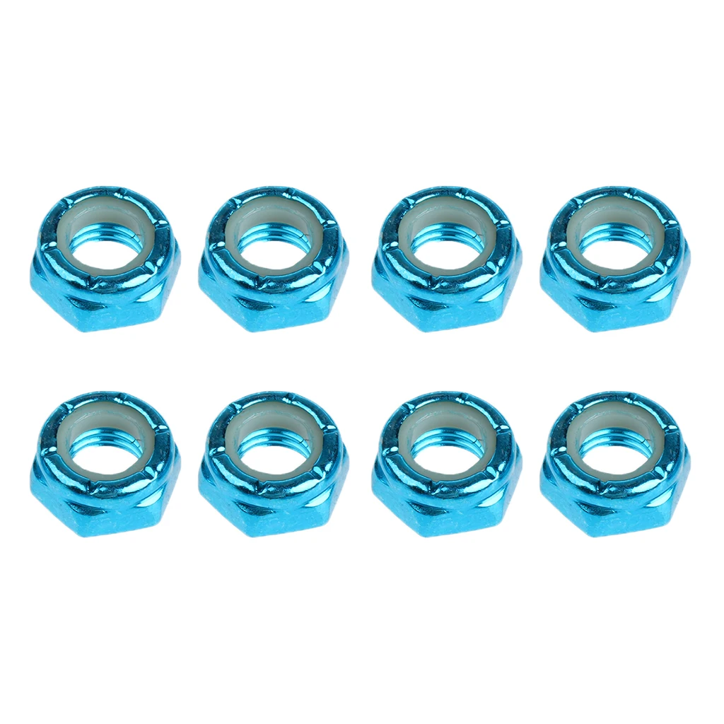 8pcs Carbon Steel Skateboard Nuts Truck Wheel Axle Screw Nuts Longboard Accessories