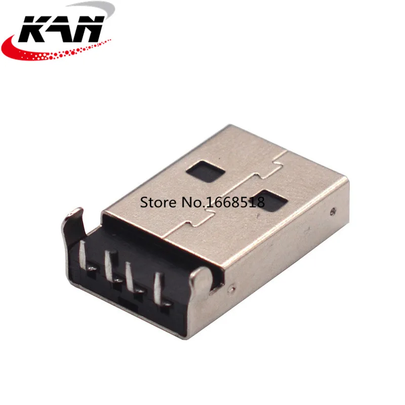 10pcs AM90 degree bent feet USB male plug-in 2.0 A-type USB socket male socket plug-in vinyl