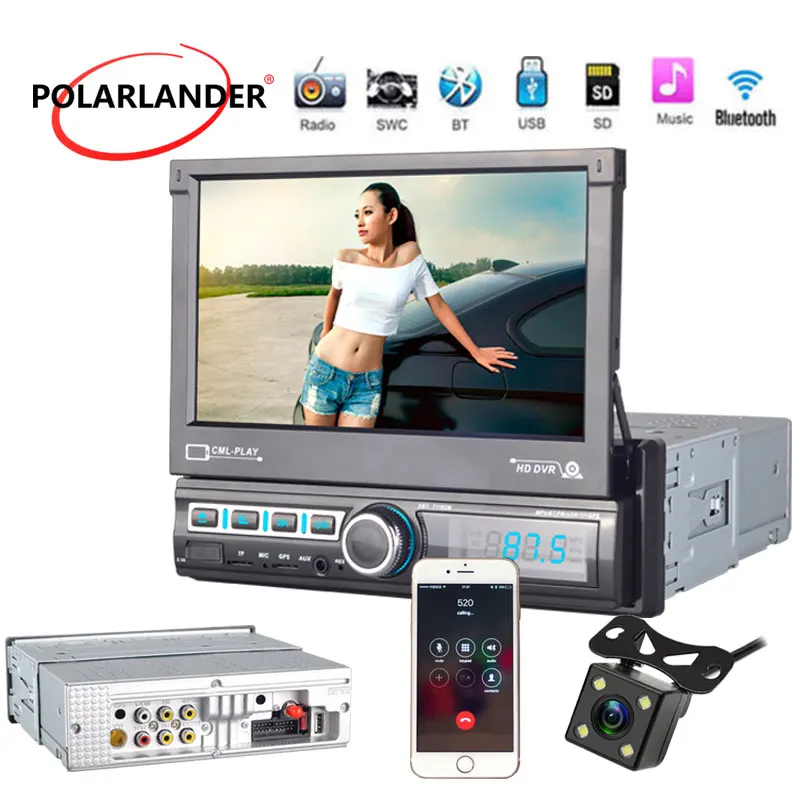 High-Definition 2 DIN U Disk  Car GPS Navigation Reversing Image Bluetooth Hands-free 7 Inch Automatic Retractable Screen