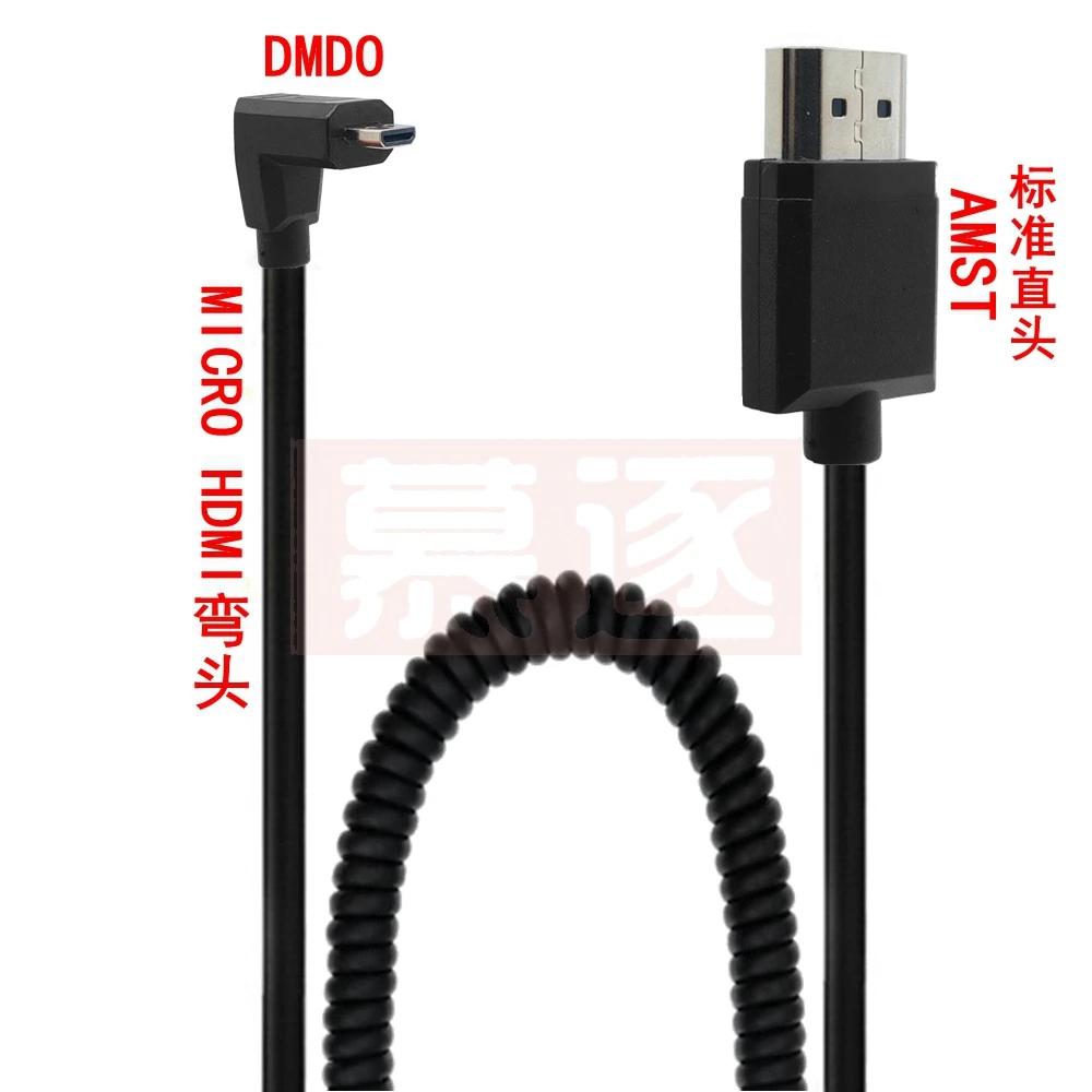 OD 3.0mm High Speed Micro to Standard HDMI-compatible Coiled Cable for 4K 8 Bit for A7R4 A7M3 DSLR Camera Accessories for Atomos