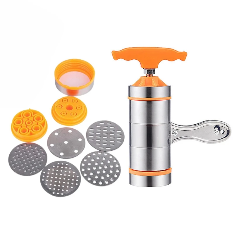 Household Manual Stainless Steel Pasta Maker Noodles Presser Making Machine with 7 Molds Noodle Maker