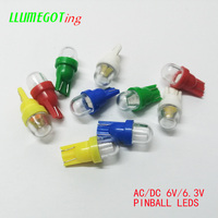 50pcs 194 T10 #555 Wedge Round Clear Dome 2x 5630SMD Various Color Non Polarity AC DC 6V 6.3V Pinball Game Machine Led Bulbs