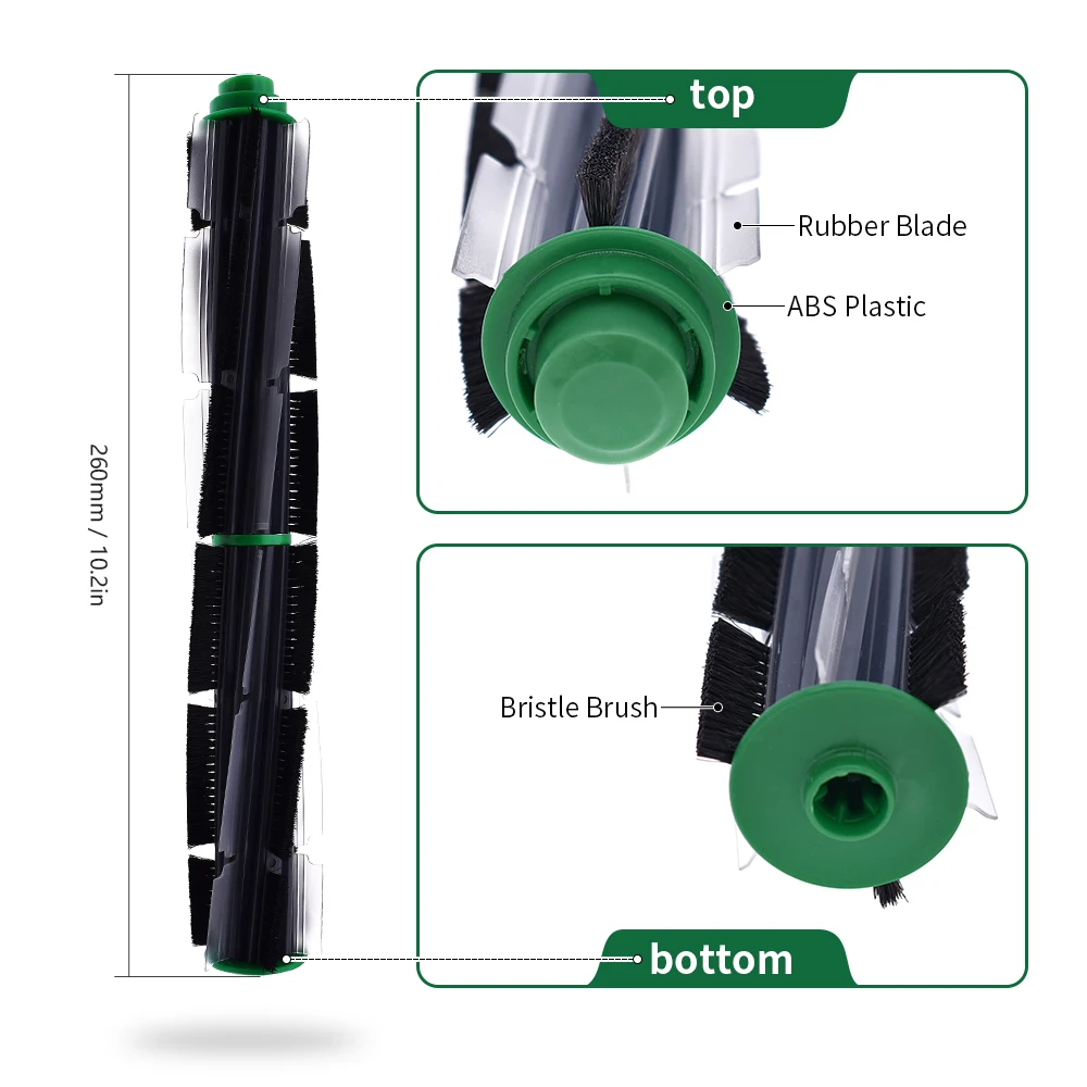 Hepa Filter Main Roller Side Spin Brush Compatible with Vorwerk VR300 Robot Vacuum Cleaner Spare Parts Package Replacement Kit