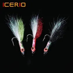 ICERIO 9PCS Ice Dub With 3D Fish Eyes Epoxy Minnow Streamer Fly For Tout/Bass/Pike FshingBaits Saltwater Freshwater Fishing Lure