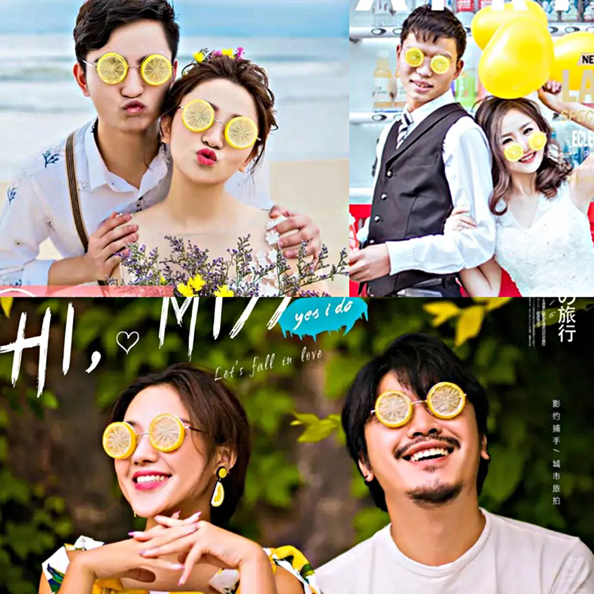 Creative DIY Funny Glasses Lemon Shaped Picture Frame Photography Props Party Graduation Wedding Bride Photo Props Decoration