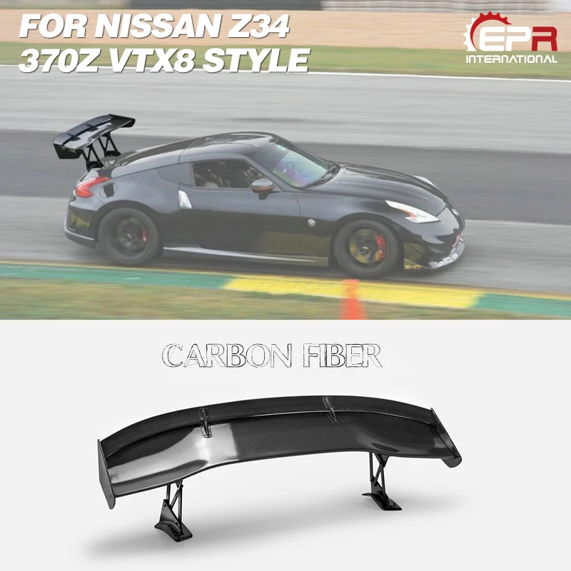 

Car-styling For Nissan Z34 370z VTX8 Style Carbon Fiber GT Wing Glossy Finish Rear Spoiler Fibre Bootlid Cover Splitter Lip Set