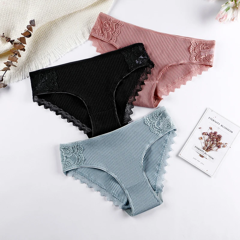 3 Pcs Cotton Women\'s Panties Lace Underwear High Quality Soft Breathable Female Briefs Underwear For Woman Lingerie New BANNIROU