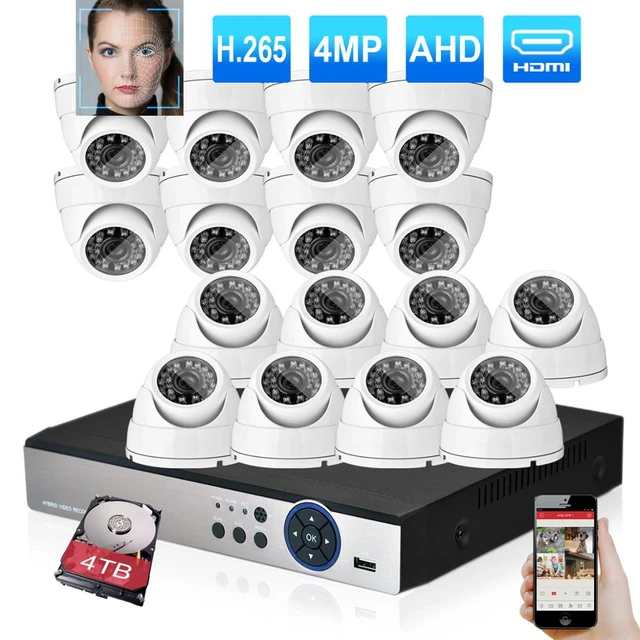 H.265 16ch Cctv System 4mp Security Camera Kit 4mp Ai Face Camera Dome  Indoor Outdoor Video Surveillance Camera - Nvr Kits - AliExpress