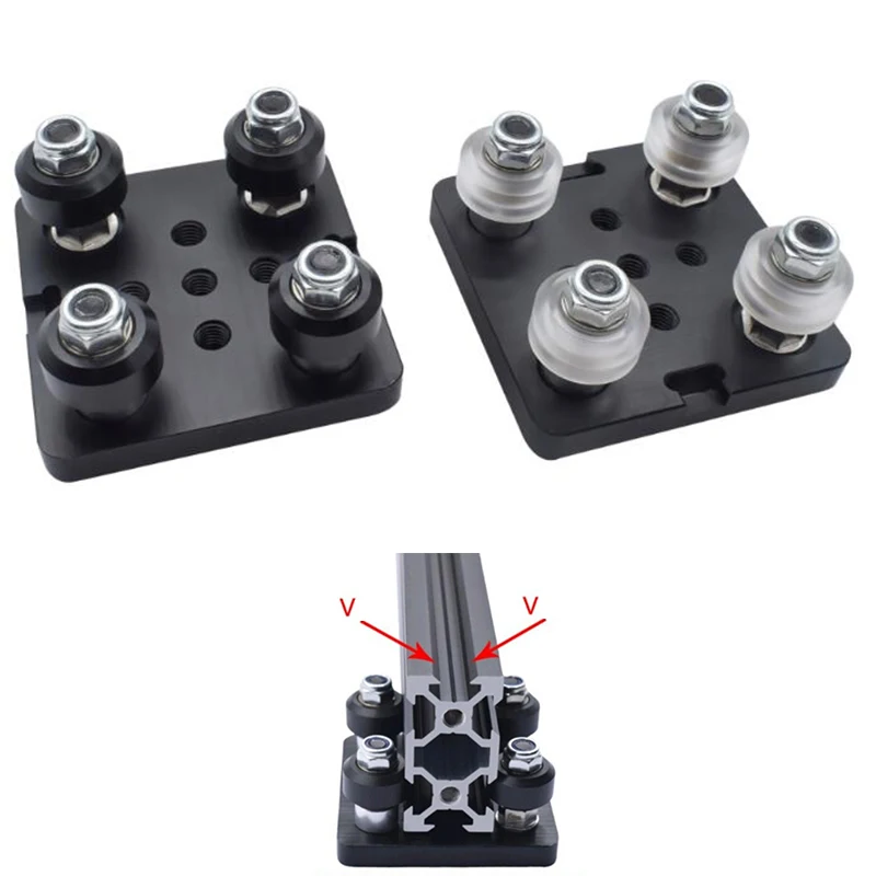 1PC V gantry plat set special slide plate Pulley with Black/ White wheels 3D Printer Parts for 2040 V-slot aluminum profiles