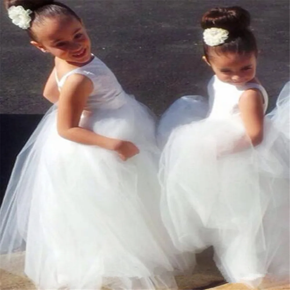 Vestido de flores para niña, vestido Formal de primera comunión, sin mangas, hinchado, baile de graduación, apliques de cuentas, vestido sagrado para niños, fiesta de cumpleaños