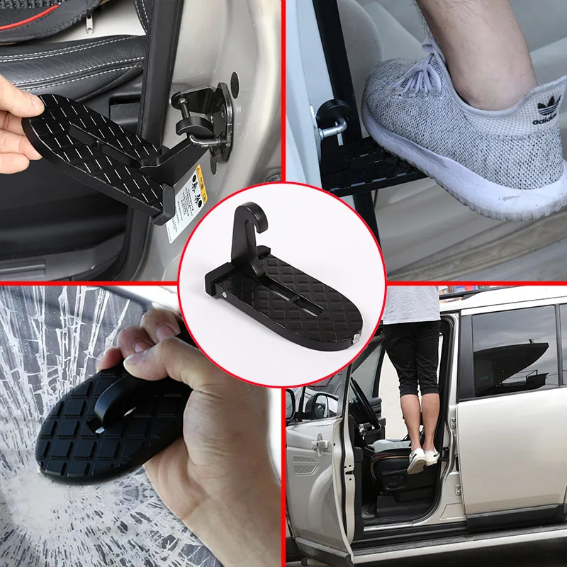 Aluminum alloyCar universal climbing car roof door lock folding pedals top auxiliary ladder multi-function hook pedal door pedal