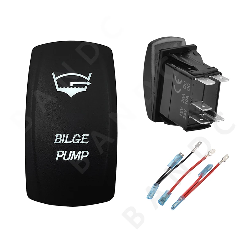 

BILGE PUMP Rocker Switch 5P ON-OFF SPST White Led Button Switch for Car Boat Marine Vehicle Yacht，Jumper Wire，Universal Fitment