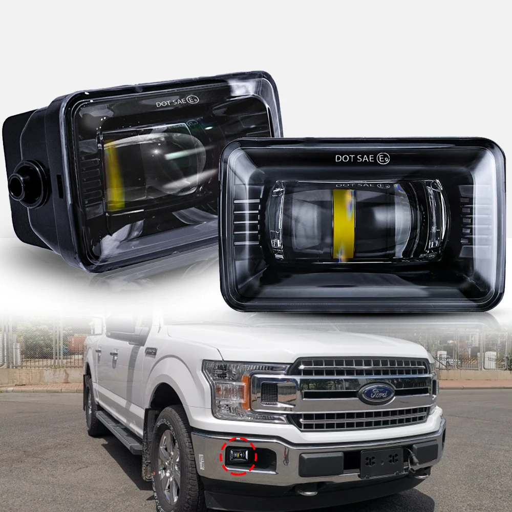 

2pcs led Projector Fog Light Clear Lens Black Fog Lamp high low beam fog lights for Ford F150 2015 2016 2017 2018 Plug And Play