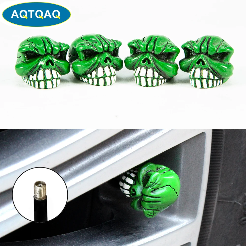 4Pcs/Set Valve Caps Skull Tire Valve Dust Caps for Car, Motorbike, Bicycle Accessories tire valve caps