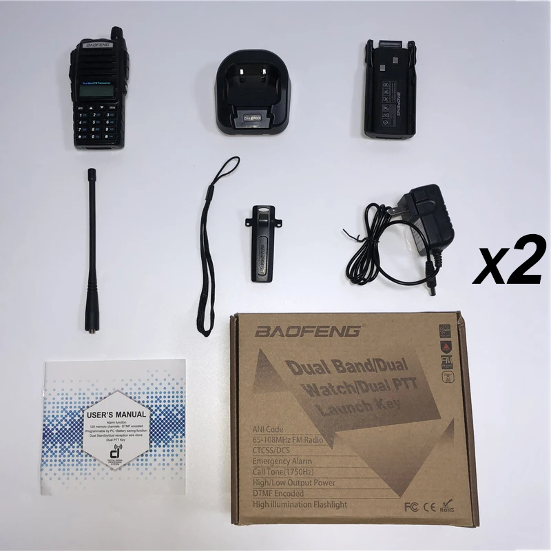 Baofeng-walkie-talkie portátil de mano, Radio bidireccional BF UV82, PTT Dual, 8W, UV-82, 100%, 2021, 2 unidades por lote