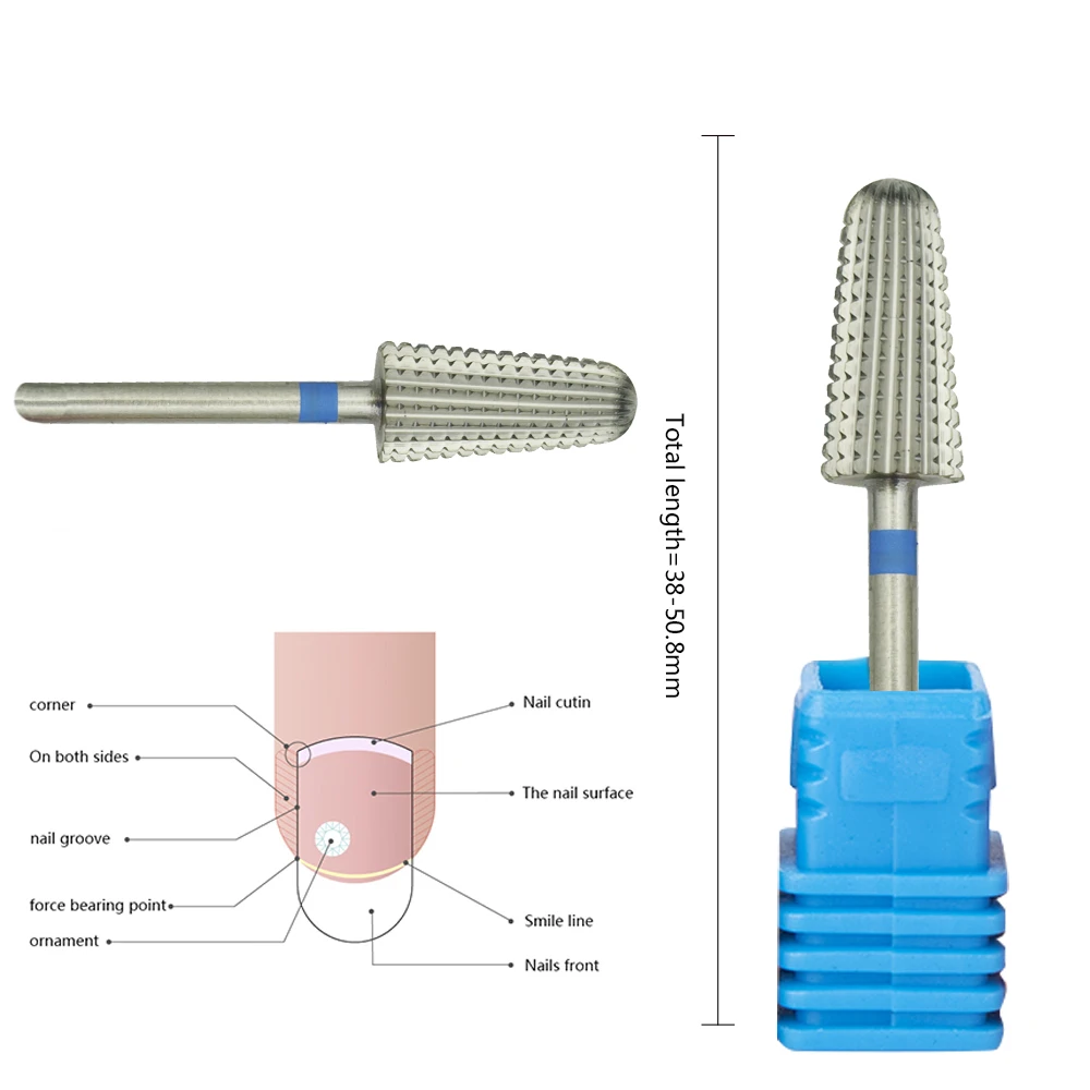 Punte da trapano per unghie in metallo duro conico 5in1 con punte da taglio fresa in metallo duro per Manicure rimuovere gli accessori per unghie in Gel