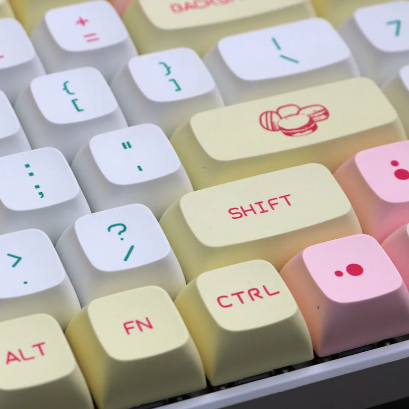 Macaron Ethermal Dye ระเหิดแบบอักษร PBT สำหรับคีย์บอร์ด USB 146 Keycaps