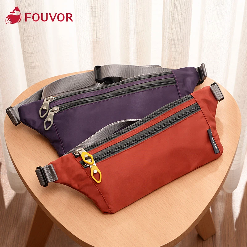 

Fouvor Women Pockets Sports Small Waist Packs Ladies Travel Nylon Waterproof Canvas Chest Bag Oxford Messenger Bag 2750-01