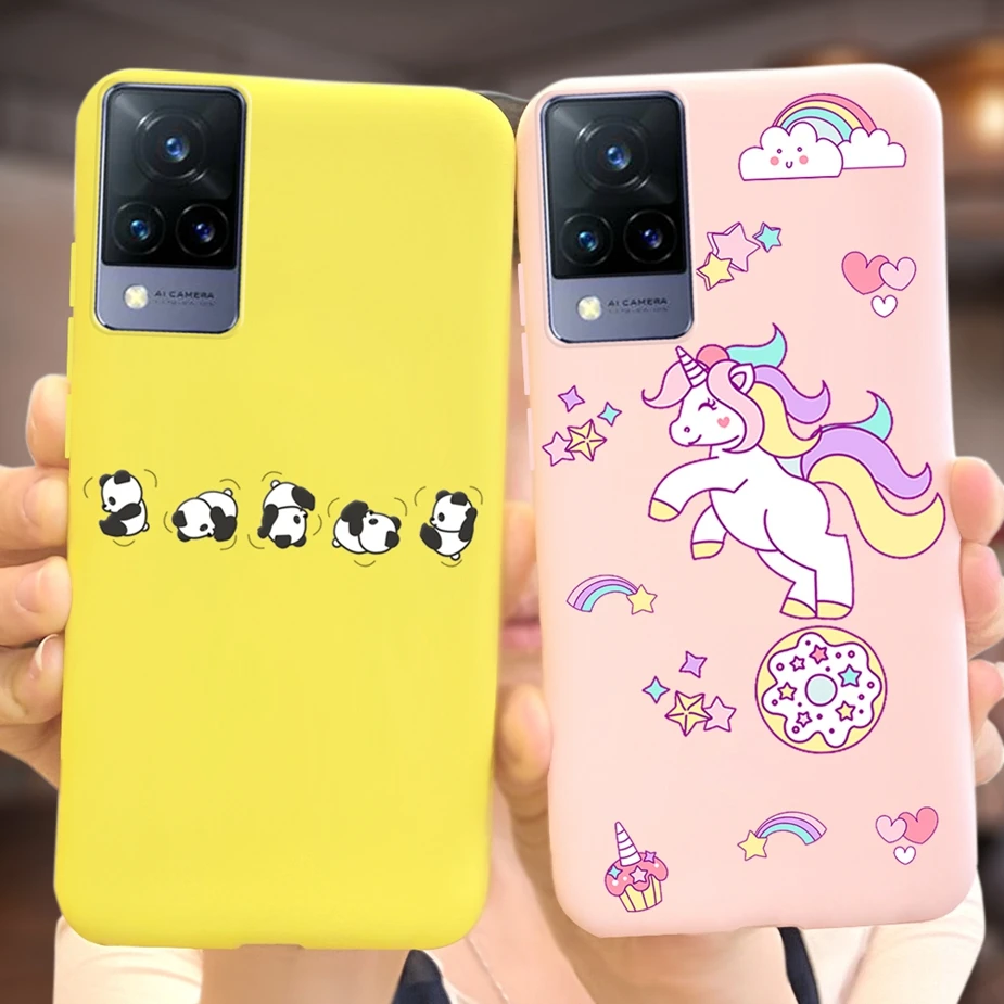 Cute Candy Painted Cover For Vivo V21 4G Case V2066 V2108 Soft Silicone Slim Phone Cases For Vivo V 21 V21 5G V2050 Funda Bumper