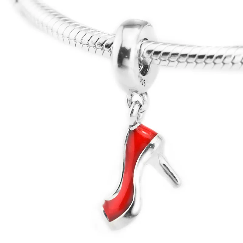 Red Stiletto Dangle Charms For Jewelry Making Fits 925 Silver Original Bracelets For Woman Fashion Jewelry Beads Wholesale