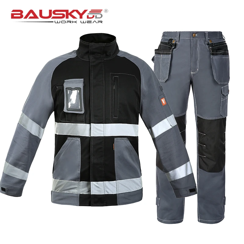 Bauskydd Tuta da Saldatura Riflettente Multi Tasche Abbigliamento da Lavoro Uomo Donna Riparatore di Fabbrica Officina Uniformi Durevoli