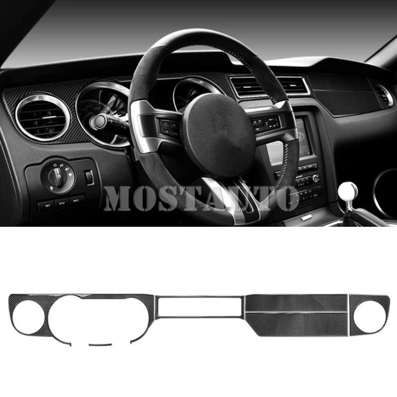 For Ford Mustang Carbon Fiber Front Dashboard Edge Cover Trim 2009-2013 Black/Red  6pcs Car Accessories Interior Car Decor