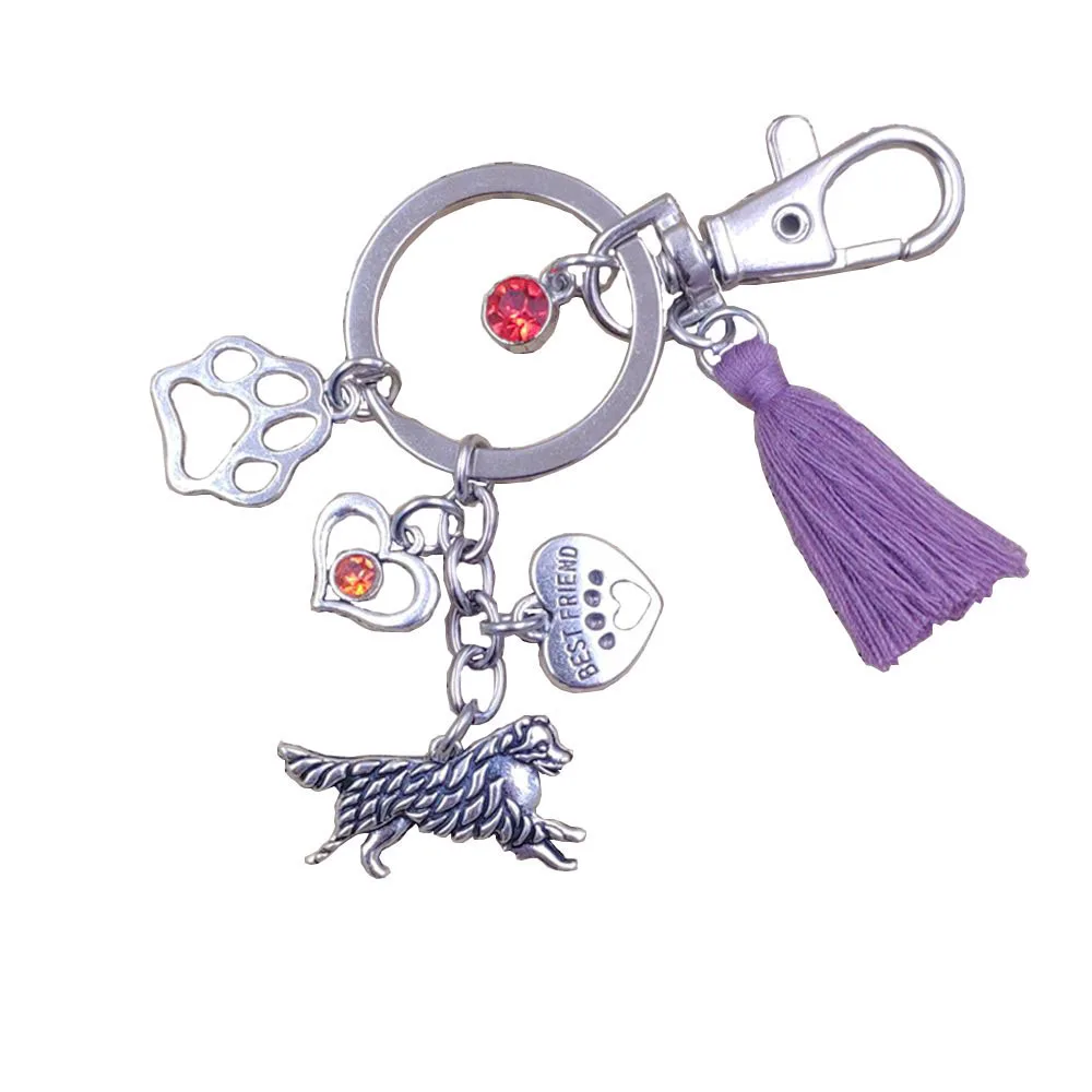 Australian Shepherd Dog Animal Luxury  Purse Keychain Pet Key Ring Cute Gift K052-55