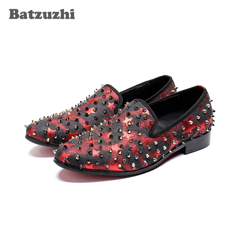 

Batzuzhi Fashion Men Shoes luxury Brand Leather Oxfords Shoes Rivets Spikes Men Loafers Moccasins Italian Shoes for Men Flats