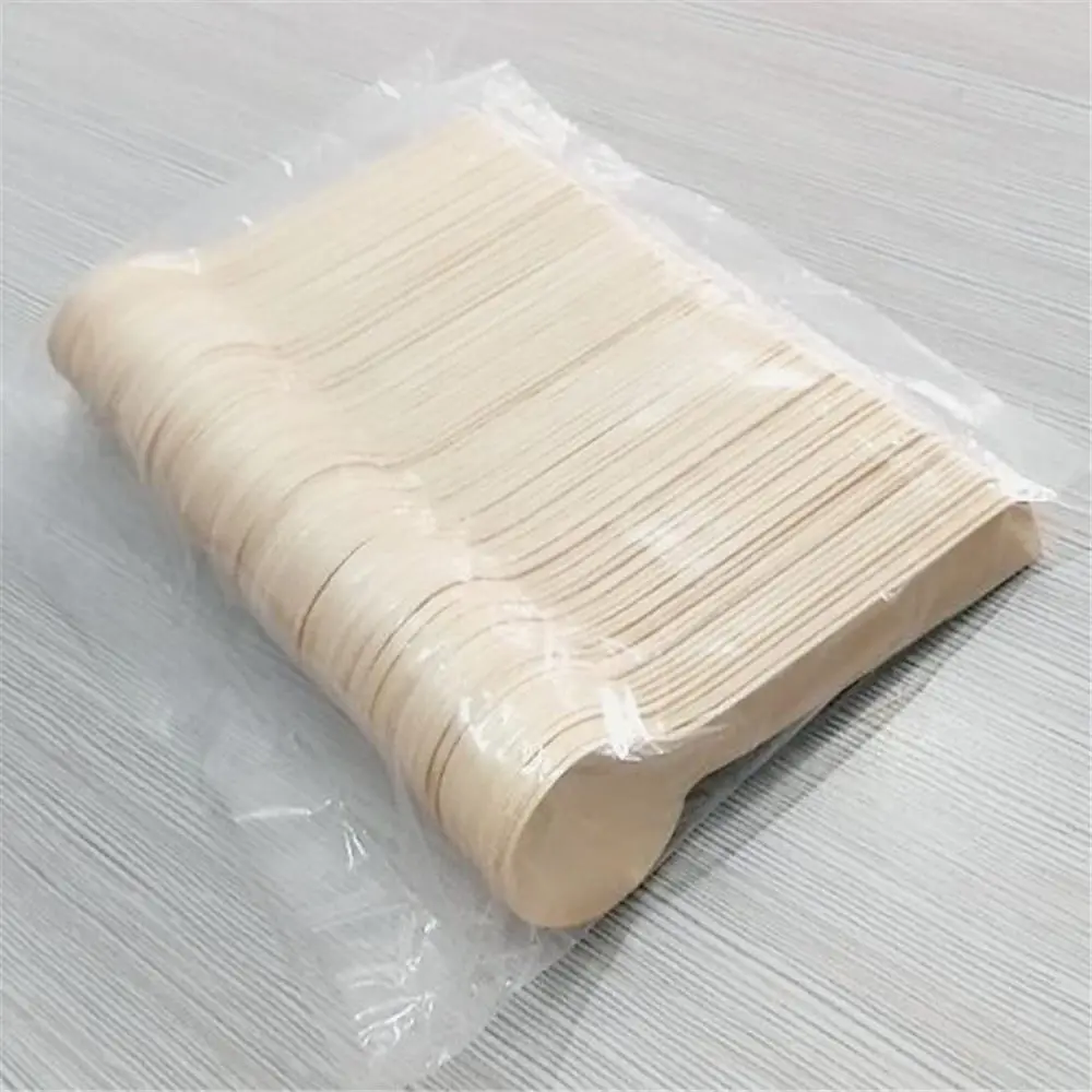 100pcs/set Mini Disposable Wooden Spoon Ice Cream Spoon Wood Dessert Scoop Western Wedding Party Tableware Kitchen Tool DA