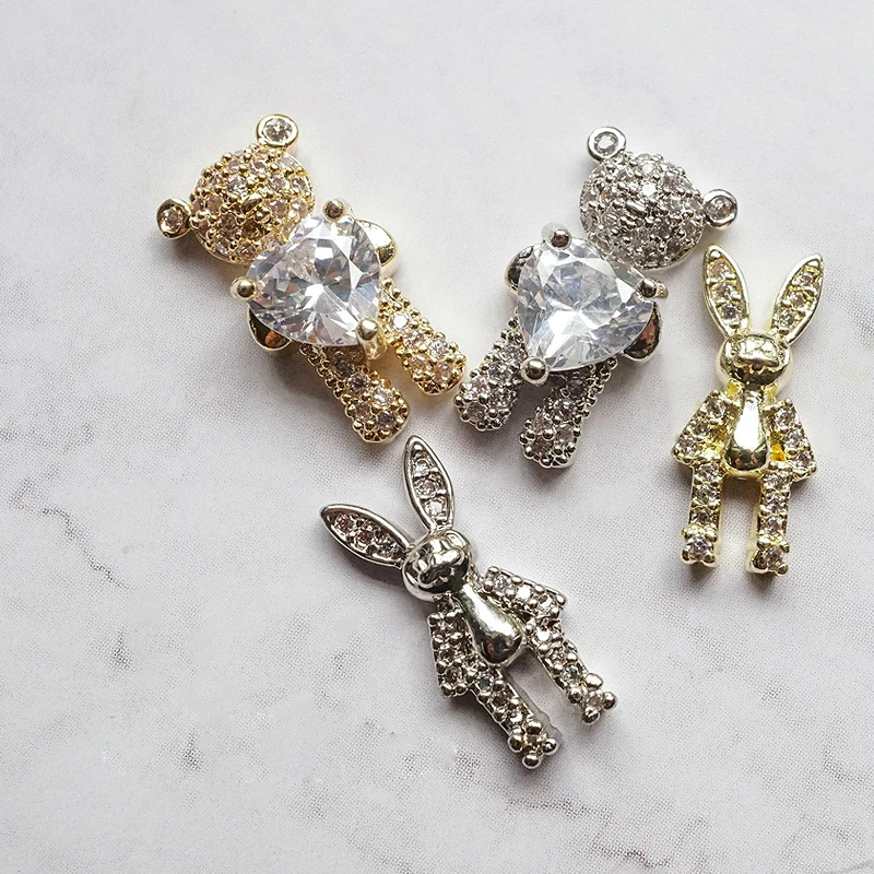 10pcs rabbit Little bear alloy zircon crystals rhinestones nail jewelry nail art decorations nails accessories charms supplies