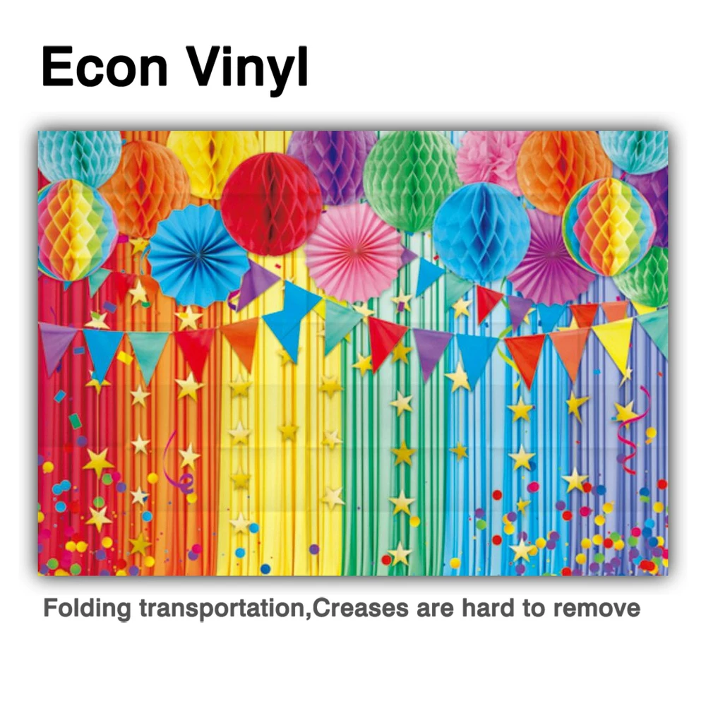 Funnytree Rainbow Birthday Backdrop Colorful Paper Flower Background Baby Shower Theme Party Custom Poster Wallpaper Photo Booth