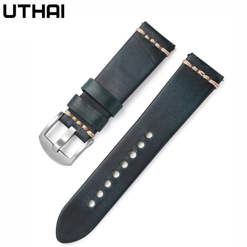 Men\'s Strap Oil Wax Retro Cowhide Strap 20mm22mmFor Samsung Watch Huawei Watch watchband UTHAI Z75