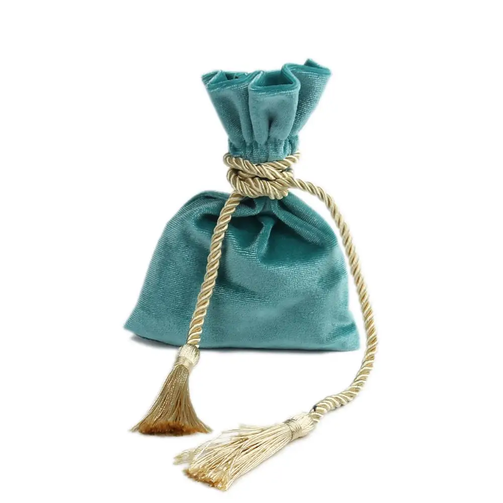 DoreenBeads Velvet Drawstring Bags Wedding Gift Bag Rings Necklace Jewelry Gift Tassel Packaging Box DIY Craft 14.5x11cm 1PC